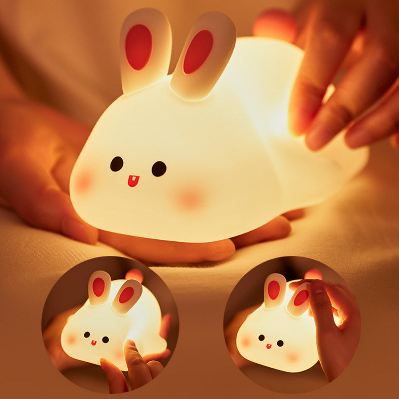 LED Rabbit Night Light – Touch Silicone Bedside Lamp
