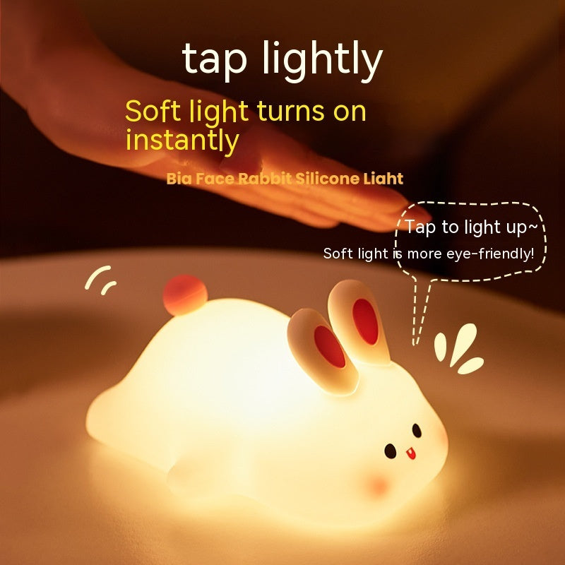 LED Rabbit Night Light – Touch Silicone Bedside Lamp