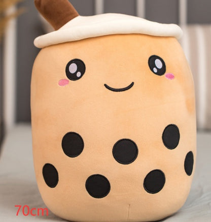 Cute Boba Tea Plush Toy – Soft Strawberry Milk Pillow for Kids