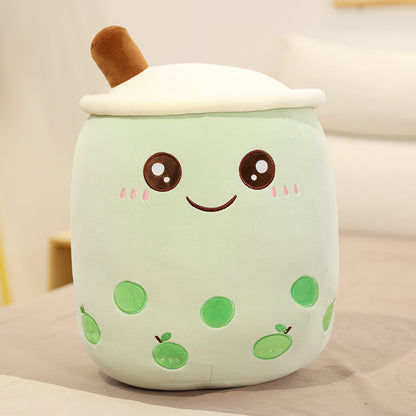 Cute Boba Tea Plush Toy – Soft Strawberry Milk Pillow for Kids