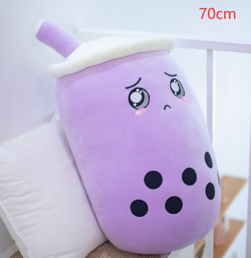 Cute Boba Tea Plush Toy – Soft Strawberry Milk Pillow for Kids