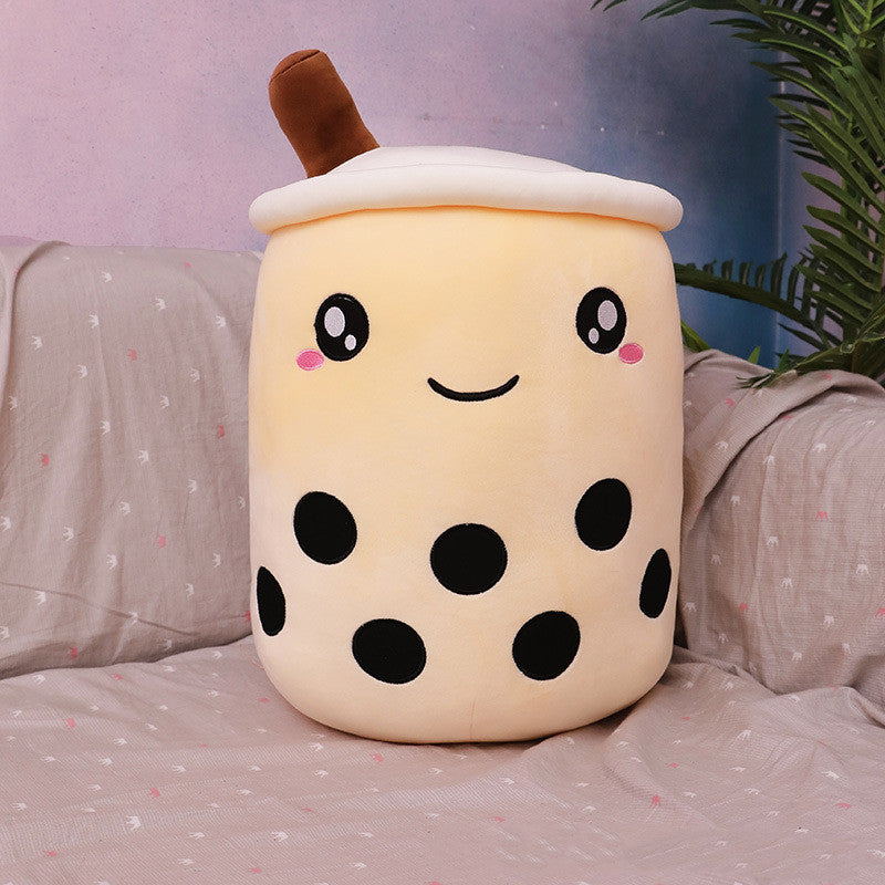 Cute Boba Tea Plush Toy – Soft Strawberry Milk Pillow for Kids