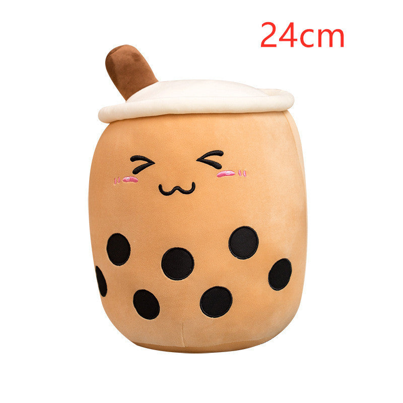 Cute Boba Tea Plush Toy – Soft Strawberry Milk Pillow for Kids