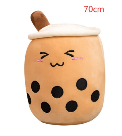 Cute Boba Tea Plush Toy – Soft Strawberry Milk Pillow for Kids