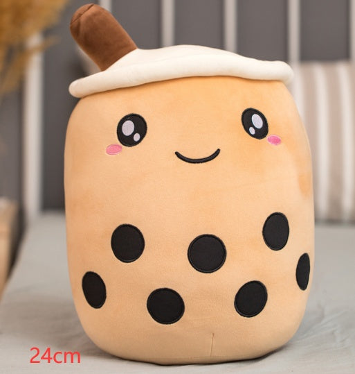 Cute Boba Tea Plush Toy – Soft Strawberry Milk Pillow for Kids