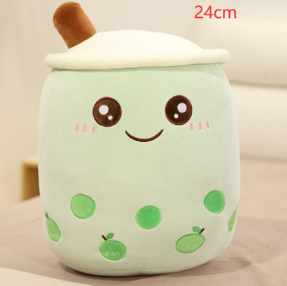 Cute Boba Tea Plush Toy – Soft Strawberry Milk Pillow for Kids