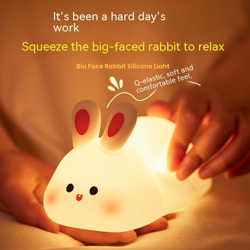 LED Rabbit Night Light – Touch Silicone Bedside Lamp