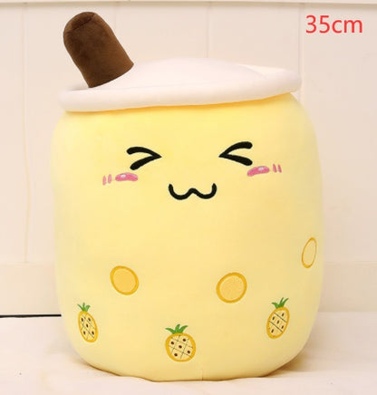 Cute Boba Tea Plush Toy – Soft Strawberry Milk Pillow for Kids