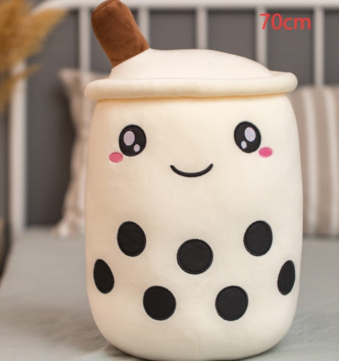 Cute Boba Tea Plush Toy – Soft Strawberry Milk Pillow for Kids