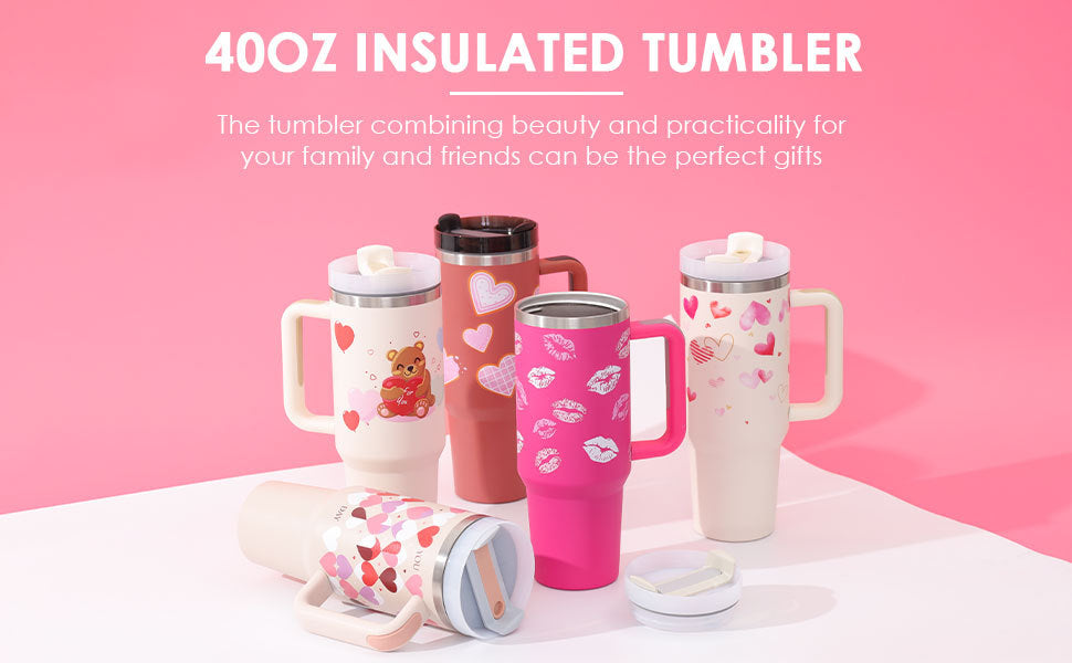 40 Oz Tumbler – Handle, Straw, Spill-Proof, Travel-Friendly
