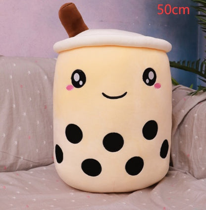 Cute Boba Tea Plush Toy – Soft Strawberry Milk Pillow for Kids