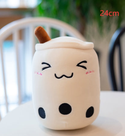 Cute Boba Tea Plush Toy – Soft Strawberry Milk Pillow for Kids