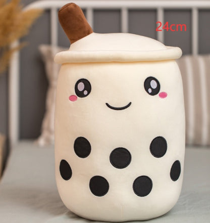 Cute Boba Tea Plush Toy – Soft Strawberry Milk Pillow for Kids