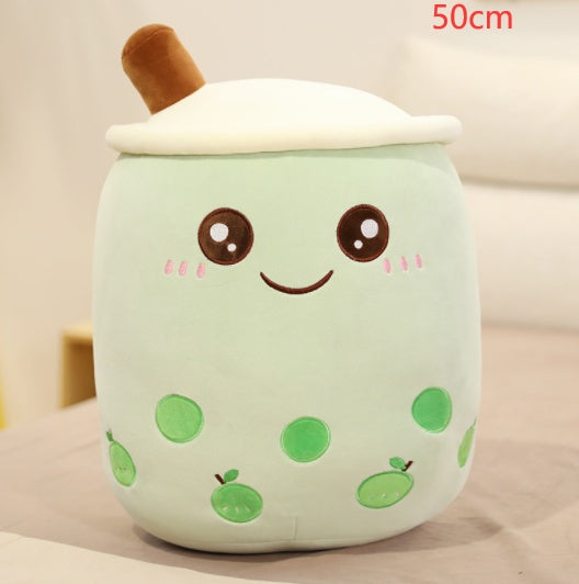 Cute Boba Tea Plush Toy – Soft Strawberry Milk Pillow for Kids