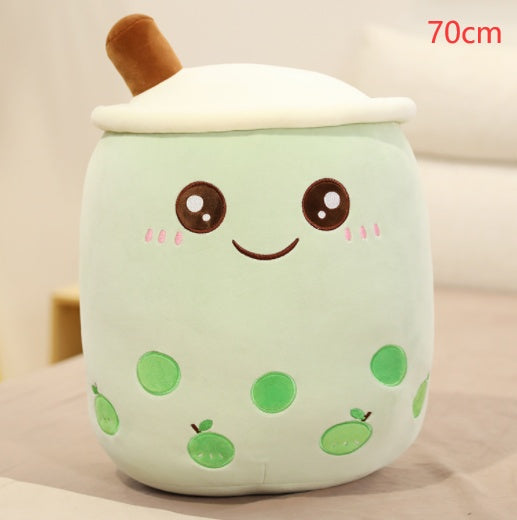 Cute Boba Tea Plush Toy – Soft Strawberry Milk Pillow for Kids