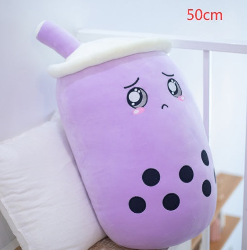 Cute Boba Tea Plush Toy – Soft Strawberry Milk Pillow for Kids