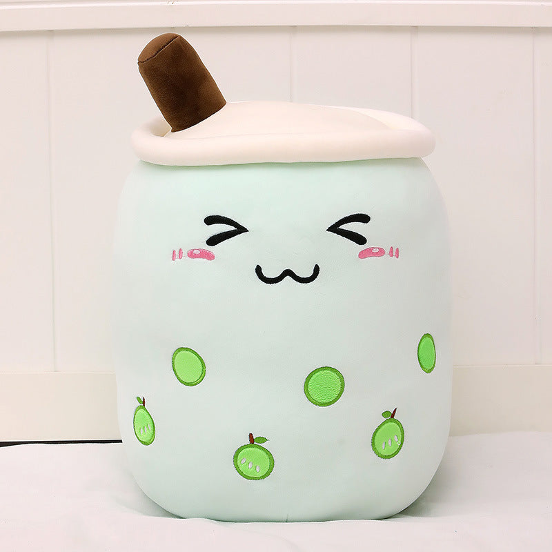 Cute Boba Tea Plush Toy – Soft Strawberry Milk Pillow for Kids
