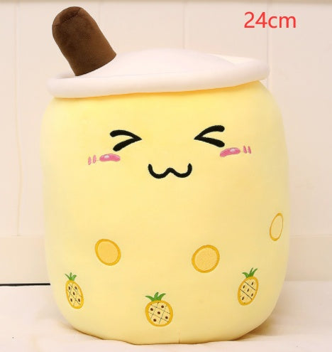 Cute Boba Tea Plush Toy – Soft Strawberry Milk Pillow for Kids