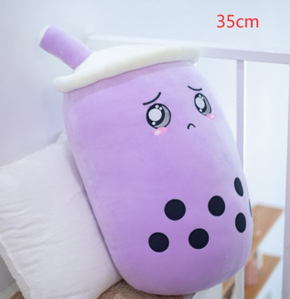 Cute Boba Tea Plush Toy – Soft Strawberry Milk Pillow for Kids