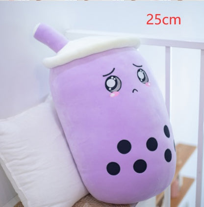 Cute Boba Tea Plush Toy – Soft Strawberry Milk Pillow for Kids