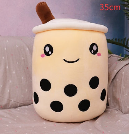 Cute Boba Tea Plush Toy – Soft Strawberry Milk Pillow for Kids