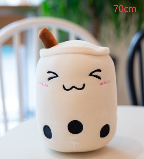 Cute Boba Tea Plush Toy – Soft Strawberry Milk Pillow for Kids