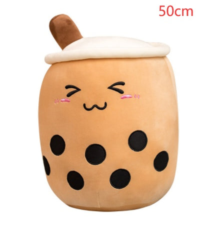Cute Boba Tea Plush Toy – Soft Strawberry Milk Pillow for Kids