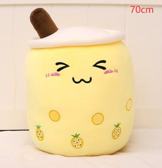 Cute Boba Tea Plush Toy – Soft Strawberry Milk Pillow for Kids