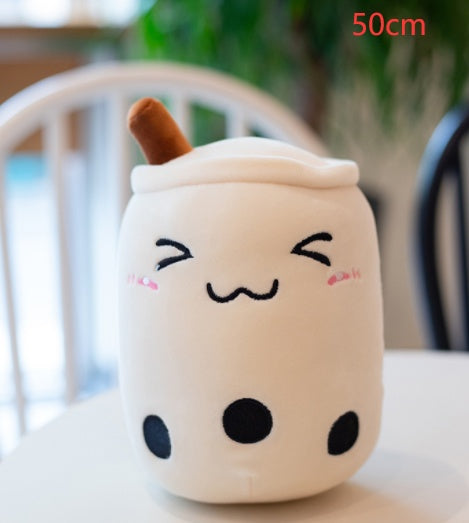 Cute Boba Tea Plush Toy – Soft Strawberry Milk Pillow for Kids