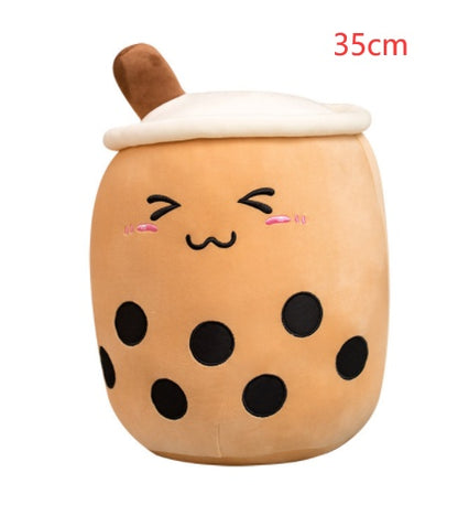 Cute Boba Tea Plush Toy – Soft Strawberry Milk Pillow for Kids