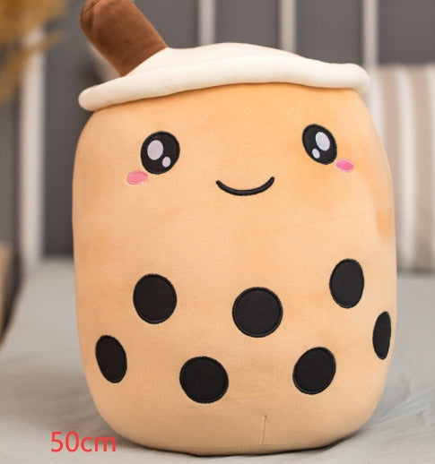 Cute Boba Tea Plush Toy – Soft Strawberry Milk Pillow for Kids