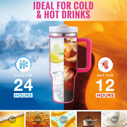 40 Oz Tumbler – Handle, Straw, Spill-Proof, Travel-Friendly