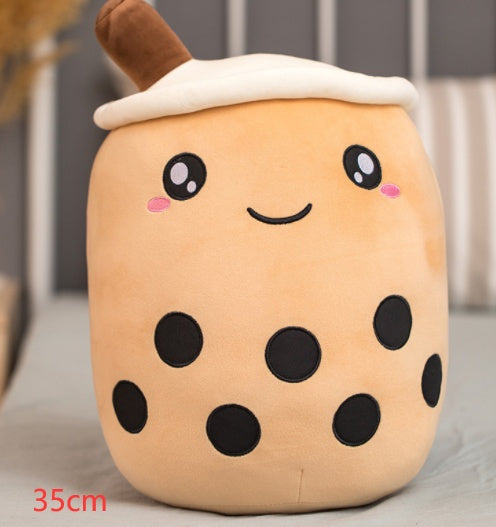 Cute Boba Tea Plush Toy – Soft Strawberry Milk Pillow for Kids