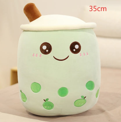Cute Boba Tea Plush Toy – Soft Strawberry Milk Pillow for Kids