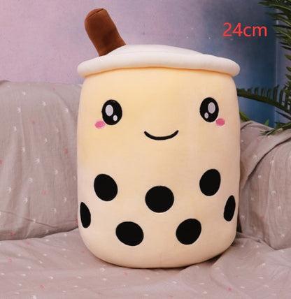 Cute Boba Tea Plush Toy – Soft Strawberry Milk Pillow for Kids