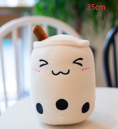 Cute Boba Tea Plush Toy – Soft Strawberry Milk Pillow for Kids