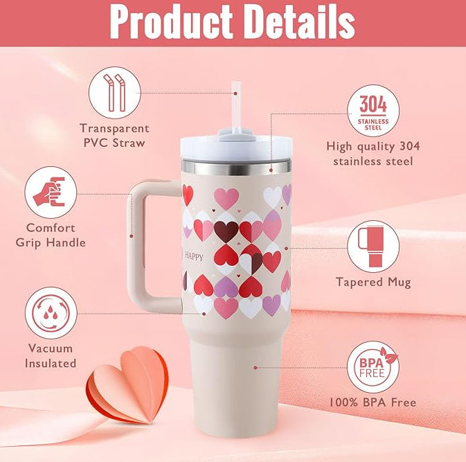 40 Oz Tumbler – Handle, Straw, Spill-Proof, Travel-Friendly