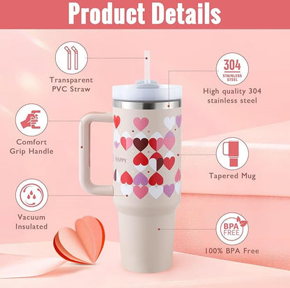 40 Oz Tumbler – Handle, Straw, Spill-Proof, Travel-Friendly