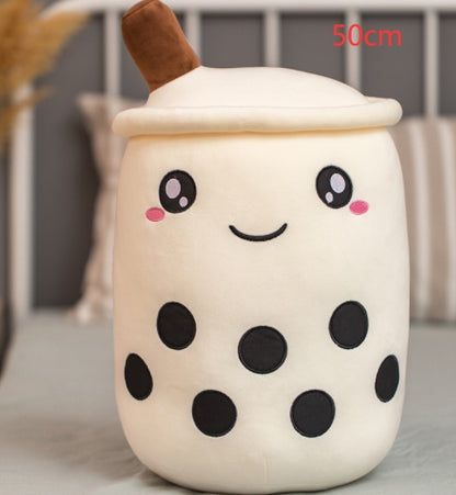Cute Boba Tea Plush Toy – Soft Strawberry Milk Pillow for Kids